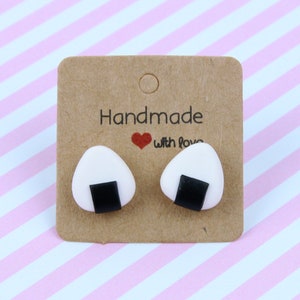Onigiri Stud Earrings, Japan Food Lover Gift, Miniature Food Earrings