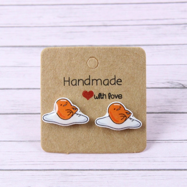 Fried Egg Stud Earrings, Kawaii Sunny Side Up Earrings, Breakfast Jewelry, Novelty Earrings