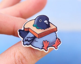 Lustige Taube mit Toast Brosche: Acrylharz Vogel Anstecknadel