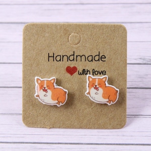 Funny Corgi Stud Earrings, Dog Lover Gift, Cute Puppy Earrings, Funny Animal Jewelry