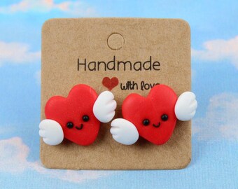 Pomysł na prezent na Walentynki, kolczyki w kształcie serca ze skrzydłami, kolczyki w kształcie serca anioła