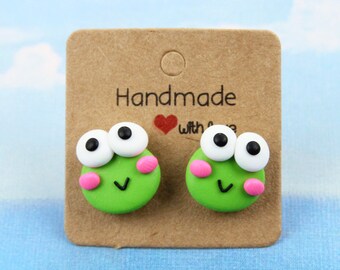 Funny Frog Stud Earrings, Cute Friends Gift, Cottagecore Stud Earrings