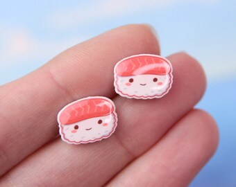 Kawaii Sushi Ohrstecker, Essen-Liebhaber-Geschenk, Lachs Nigiri Ohrstecker, Kawaii Sushi Rolle Ohrstecker, Sushi-Liebhaber Geschenk, Japanisches Essen Ohrringe