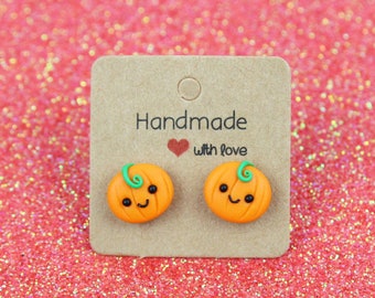 Spoopy Pumpkin Stud Earrings, Halloween Gift