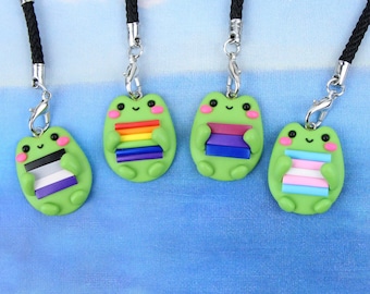 LGBTQ+ Frog Keychain, Goblincore Charm, Lovely Gay Pride Gift, Quirky Froggy Keychain, Pansexual Charm, Non binary keychain