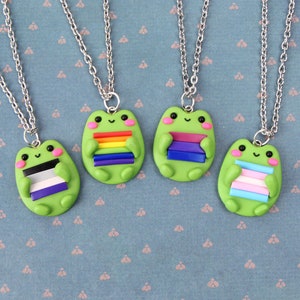 LGBTQ+ Frog Necklace, Lovely Gay Pride Gift, Goblincore Jewelry, Quirky Froggy Necklace, Pansexual Bisexual Asexual Non Binary Lesbian Gift