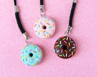 Pink Donut Keychain, Сhocolate Food Charms, Funny Birthday Gift