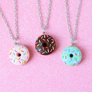 Pink Donut Necklace, Сhocolate Food Pendant, Funny Birthday Gift