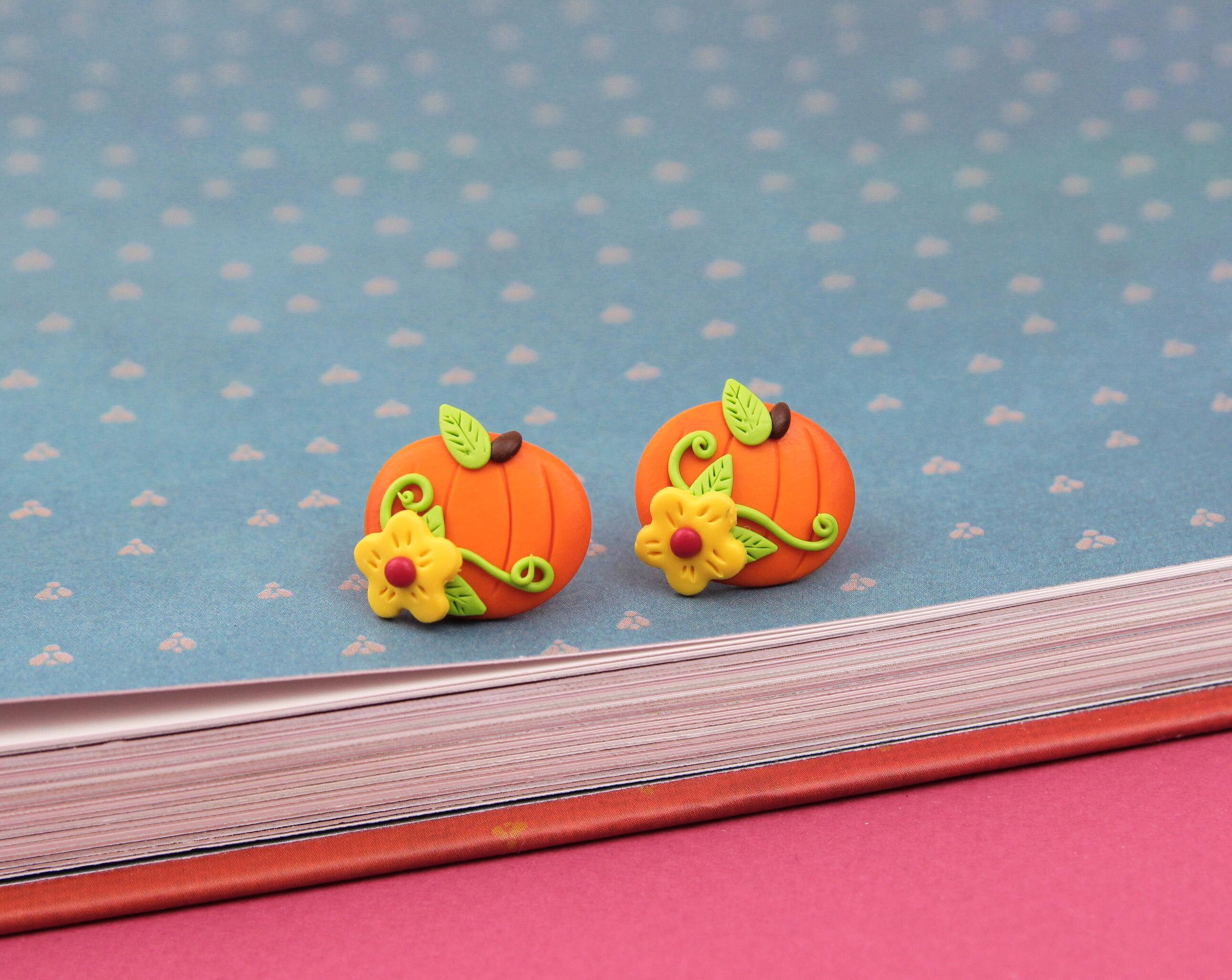 Orecchini Pendenti A Forma Di Zucca Per Donna - Oro E Arancione - Accessori Halloween E Autunno