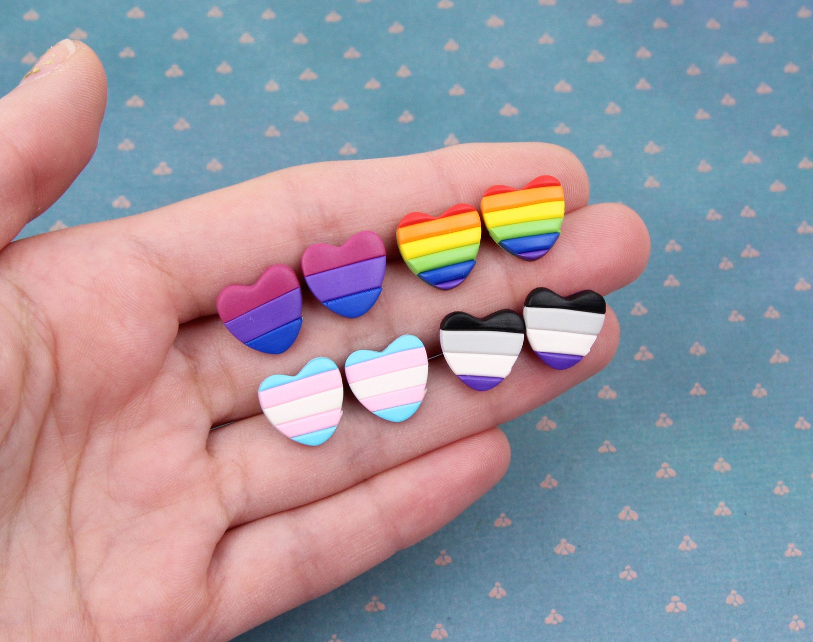 LGBTQ Heart Stud Earrings Queer Jewelry Lesbian Earrings Etsy
