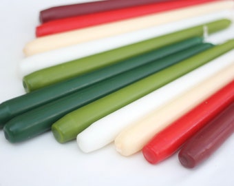 Christmas Taper Candles: Festive Unscented Non-Drip Dinner Candles, Set of 6