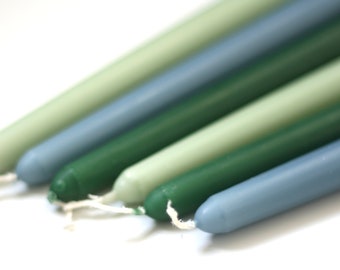 Marine Collection Colourful Candles / Taper Candles / Dinner Candles / Pack of 6 / 25cm long / Unscented / Non-drip.