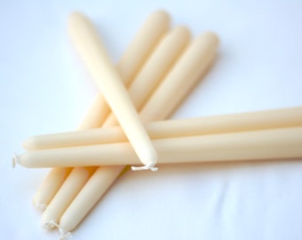 Cream Taper Candles / Dinner Candles / Pack of 6 / 25cm long / Unscented / Non-drip.