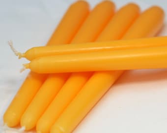 Yellow Taper Candles / Dinner Candles / Pack of 6 / 25cm long / Unscented / Non-drip.