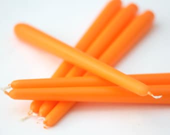Orange Taper Candles / Dinner Candles / Pack of 6 / 25cm long / Unscented / Non-drip.