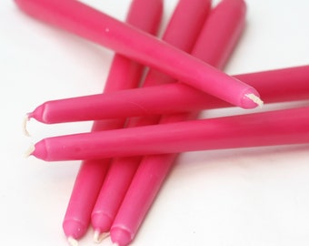 Fuschia Pink Colourful Candles / Taper Candles / Dinner Candles / Pack of 6 / 25cm long / Unscented / Non-drip.