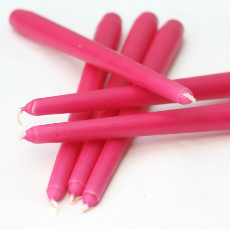 Fuchsia Pink Taper Candles: Unscented Non-drip Dinner Candles, Set of 6 ...