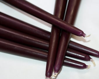 Mulberry Coloured Taper Candles / Dinner Candles / Pack of 6 / 25cm long / Unscented / Non-drip.