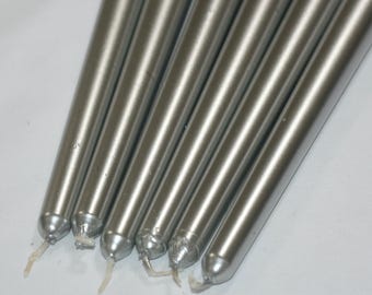 Silver Taper Candles / Dinner Candles / Pack of 6 / 25cm long / Unscented