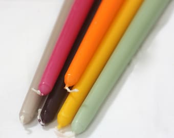 Vibrant Taper Candles: Colourful Unscented Dinner Candles, Non-Drip, Set of 6