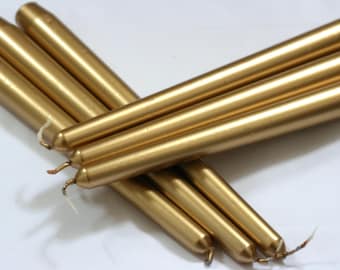 Gold Taper Candles / Dinner Candles / Pack of 6 / 25cm long / Unscented