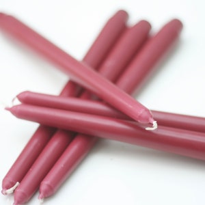 Burgundy Taper Candles / Dinner Candles / Pack of 6 / 25cm long / Unscented / Non-drip.