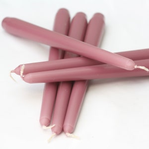 Dusky Pink Taper Candles / Dinner Candles / Pack of 6 / 25cm long / Unscented / Non-drip.
