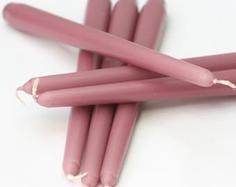 Dusky Pink Taper Candles / Dinner Candles / Pack of 6 / 25cm long / Unscented / Non-drip.