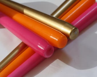 Gilded Sunset Taper Candle Set: Colourful Non-Drip Dinner Candles, Set of 6