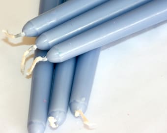 Soft Blue Taper Candles / Dinner Candles / Pack of 6 / 25cm long / Unscented / Non-drip.