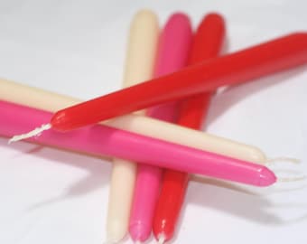 Raspberry Ripple ColouredTaper Candles: Colourful Non-Drip Dinner Candles, Set of 6