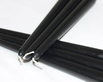 Black Taper Candles / Dinner Candles / Pack of 6 / 25cm long / Unscented / Non-drip.