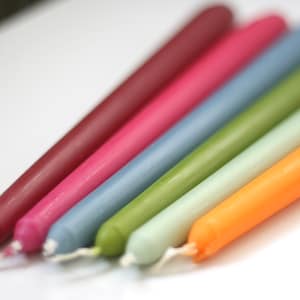 Jewel Tone Taper Candles: Colourful Non-Drip Dinner Candles, Set of 6