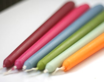 Jewel Tone Taper Candles: Colourful Non-Drip Dinner Candles, Set of 6