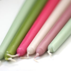 Spring Collection Colourful Candles / Taper Candles / Dinner Candles / Pack of 6 / 25cm long / Unscented / Non-drip.
