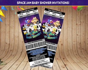 space jam baby shower invitations