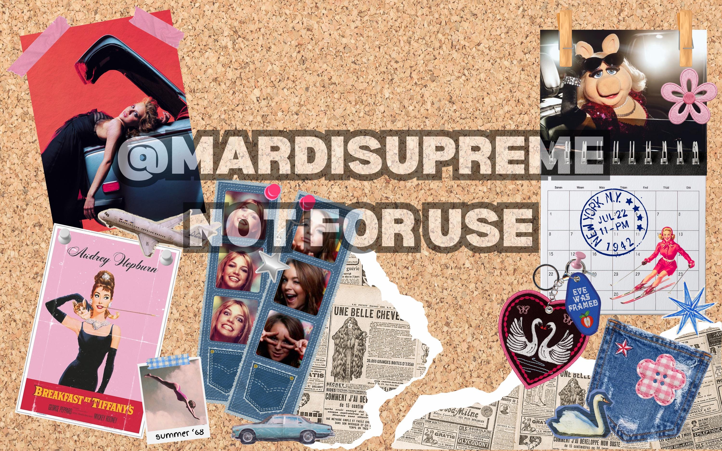 Pink Girly Collage Desktop Wallpaper, Maximalist Corkboard Aesthetic ...