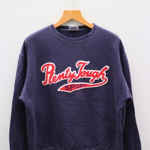 Vintage Plenty Tough Sport Long Sleeve Shirt Spell Out Big Logo L size..