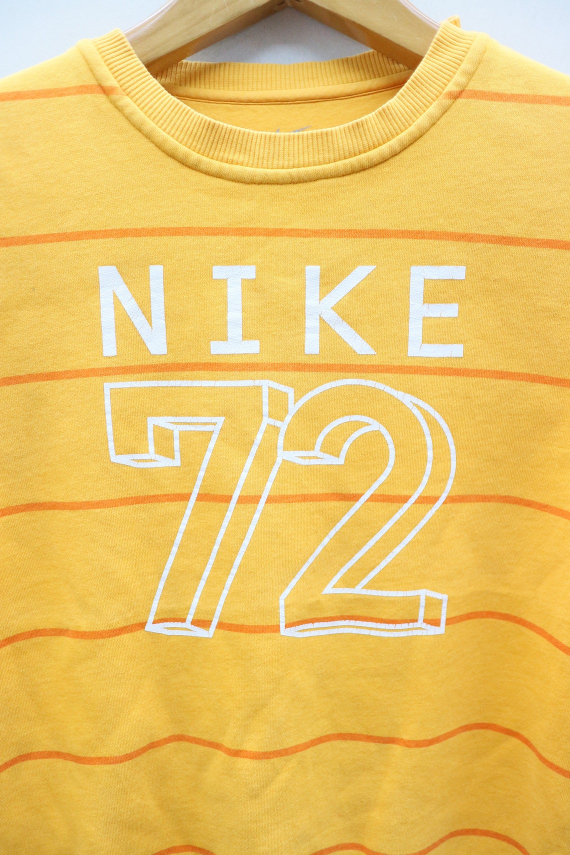 Vintage NIKE 72 Sportswear Big Spell Big Logo Yellow Pullover | Etsy
