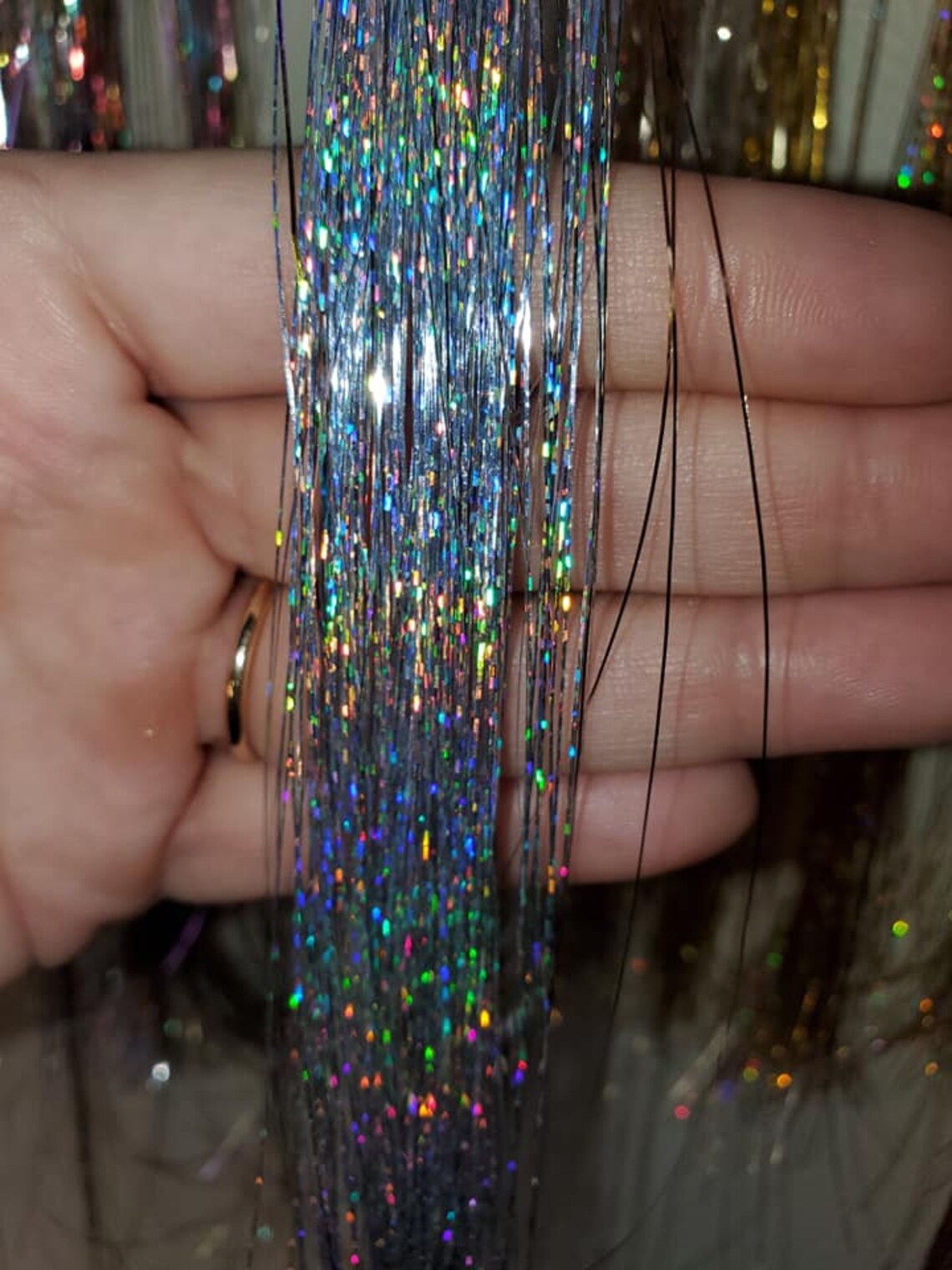 Sparkling Hair Extension Fairy Hair Tinsel Tape In Hair Etsy