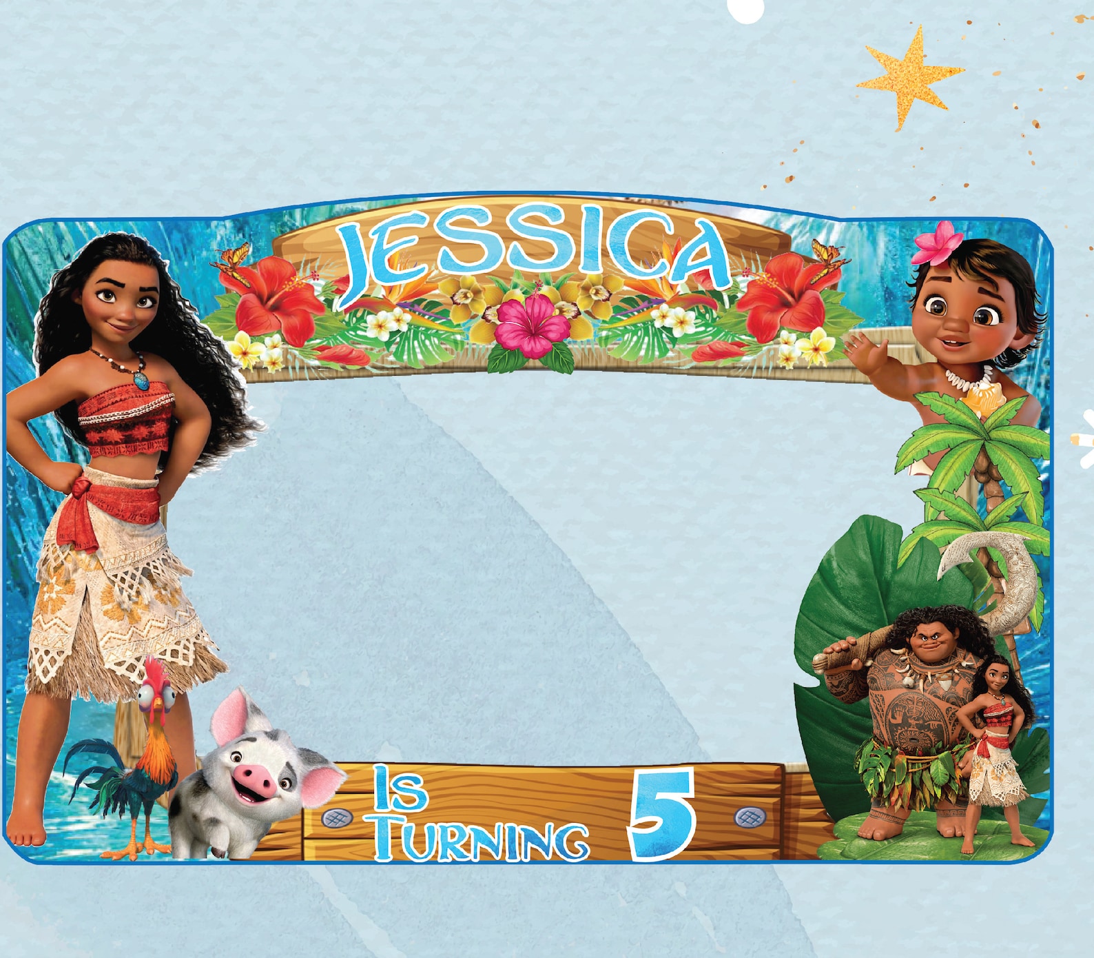Moana Photo Booth Frame Moana Birthday Frame Moana Backdrop Etsy