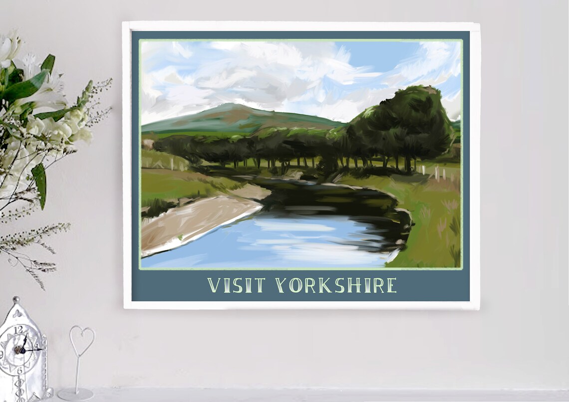 Digital Art Print Travel Poster Yorkshire Countryside - Etsy