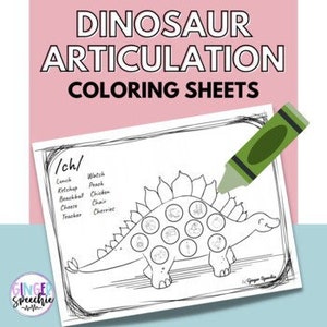 No Prep Dinosaur Articulation Coloring: All Sounds | Digital Download | Printable Worksheet