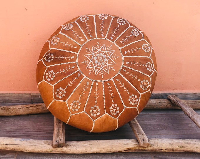 Moroccan leather pouf,ottoman foot stool,luxury pouf,home decor,Insert available,freeshipping