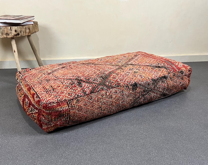 Amazing Berber Moroccan cushion vintage floor pouf ottoman 30% off pouf 48" x 24" x 8" FREE SHIPPING