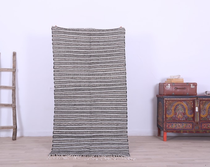 Moroccan Kilim Rug,Flat woven berber rug,genuine kilim rug 6.2 x 3.2 FT