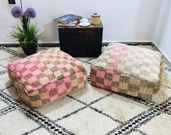 Boho Pouf,Ottomanischer Stuhl,Dekoration Kelim Pouf,Ottomanische Bezüge 24x24x8,Wunderschöner Pouffe