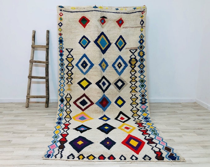 Organic rug_Eclectic Bohemian Azilal rug from Morocco_9x5_ Feet,pink carpet,boho rug Freeshipping