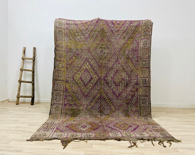 Faded purple rug,vintage rug,old rug, abstract rug, large area rug, living room rugs 8.9x6.2FT