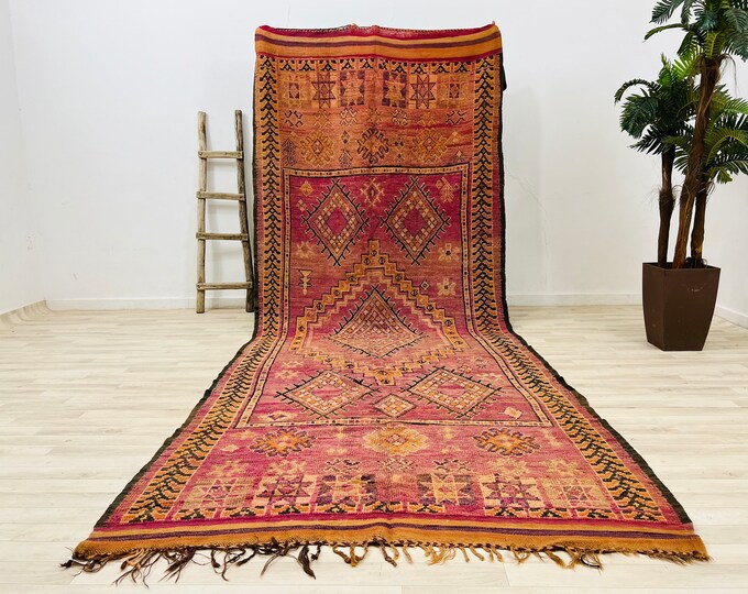 Moroccan vintage rug 13 x5.2 FT Morocan Berber Rug Teppich rug Tribal Wool Rug
